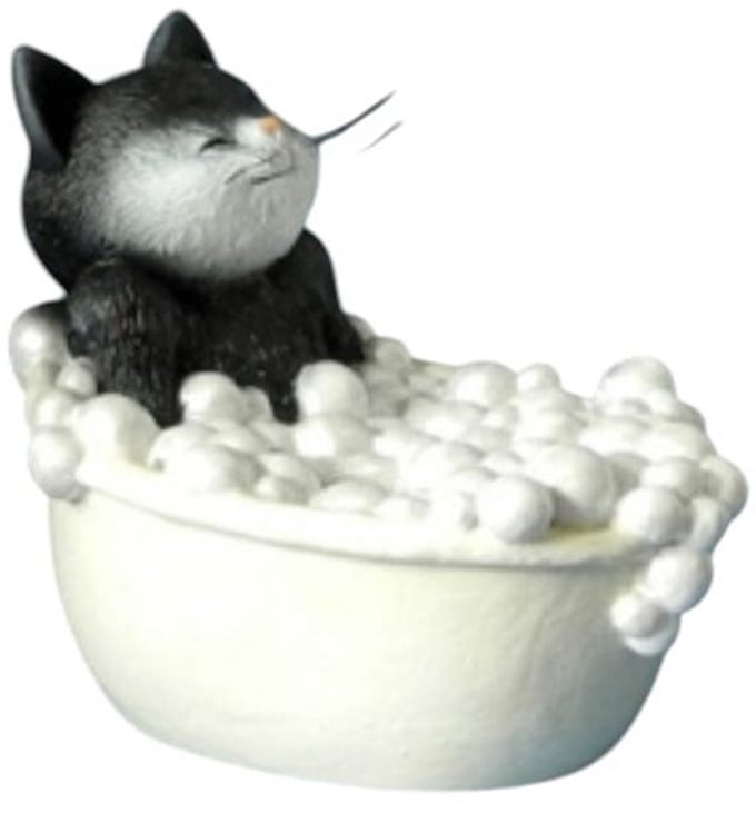 Purr-fect kat in bad - 9 Lives Beeldje - Parastone - 7 cm