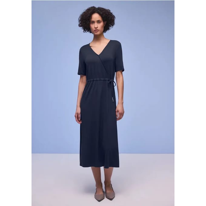 Midi-jurk met overslagdetail