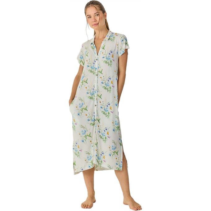 Dames Zomerse Lange Korte Mouwen Nachthemd JJB40