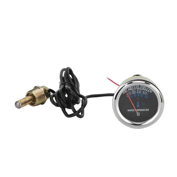 Compteur de température d'eau mécanique pour voiture en métal 52 mm 38 104 Celsius 12V Lumière jaune black