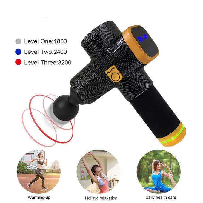 Phoenix A2 Massagepistool Diepe Weefsel Massager Draagbaar Handheld Spierontspanning Dynamische Vibrator Fascia Gun US Plug gray