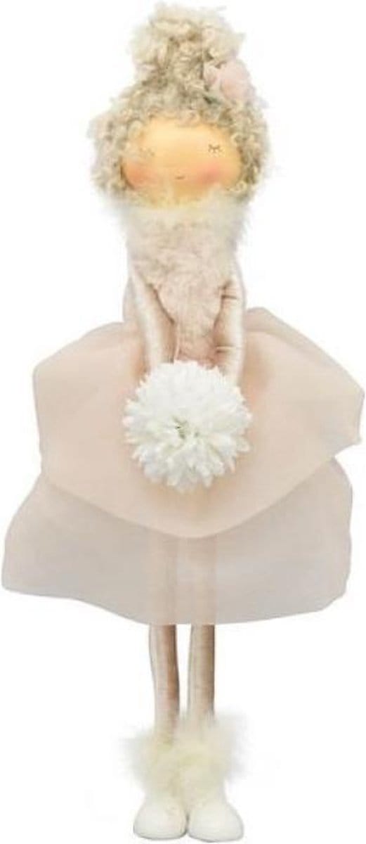Pop Meisje decoratie Ecru met bloem