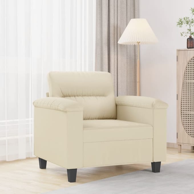 vidaXL - Fauteuil - 60 - cm - kunstleer - crèmekleurig