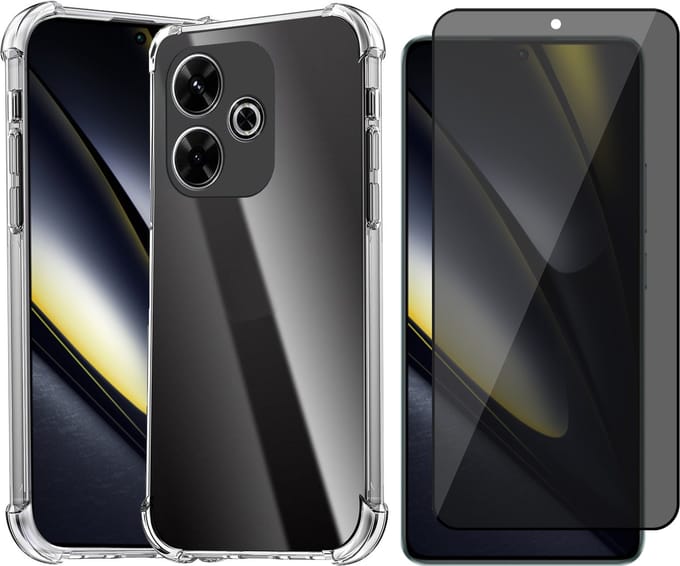 Hoesje geschikt voor Poco F6 - Privacy Screenprotector Volledig Dekkend Glas - Shockproof Transparant