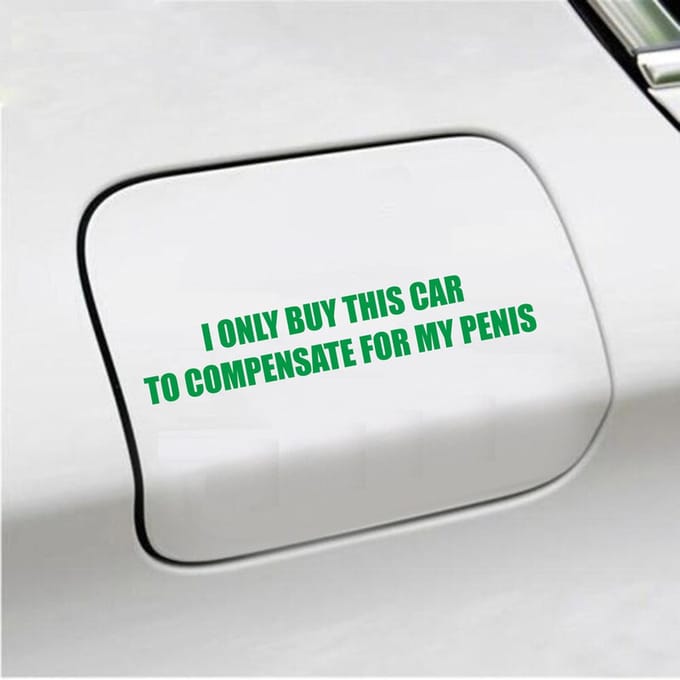 Bumpersticker - I Only Buy This Car - 3,5 X 19,6 - Groen