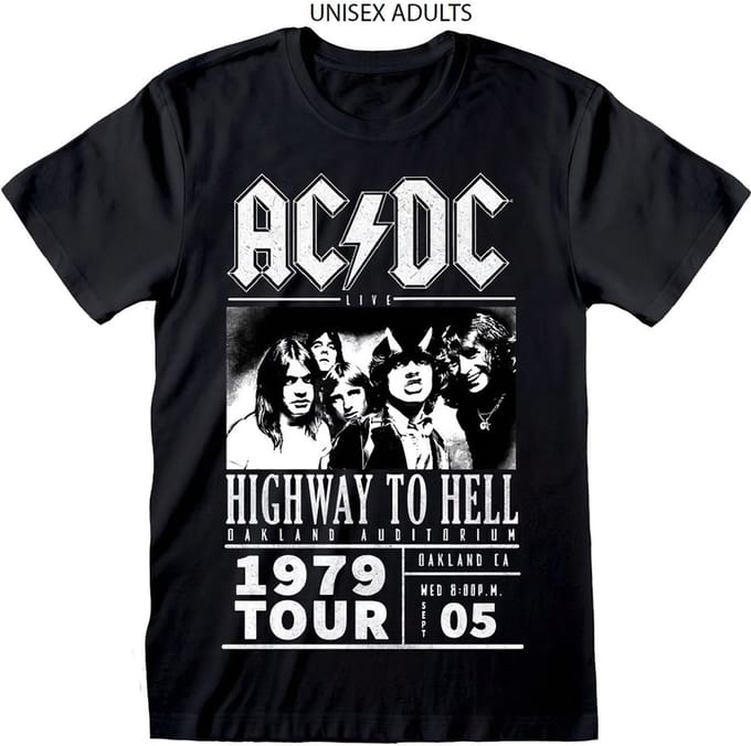 AC/DC Highway To Hell 1979 Tour T-Shirt ACD08625TSB Black-S
