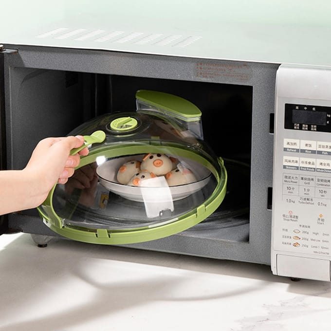 Magnetron Voedsel Anti-Spatdeksel Hittebestendig Voedsel Verwarmdeksel Versheid Behoud white