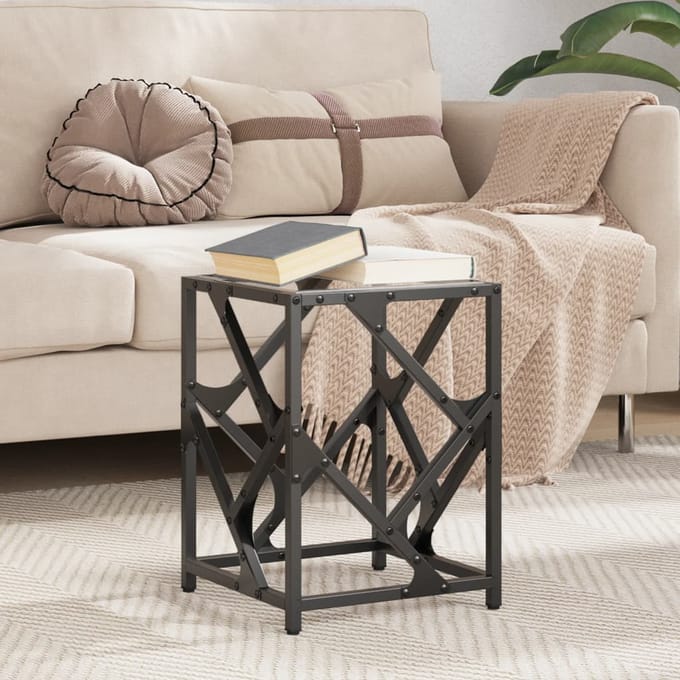 vidaXL - Salontafel - met - transparant - glazen - blad - 30x30x41 - cm - staal
