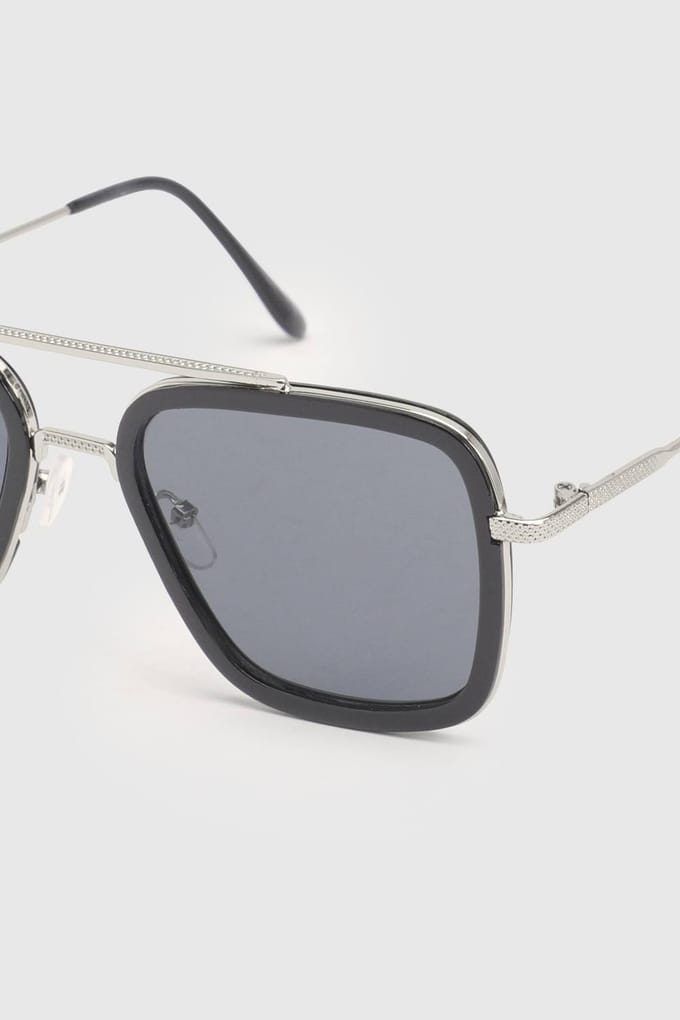boohoo Dames Metalen Pilotenzonnebril | Zwart