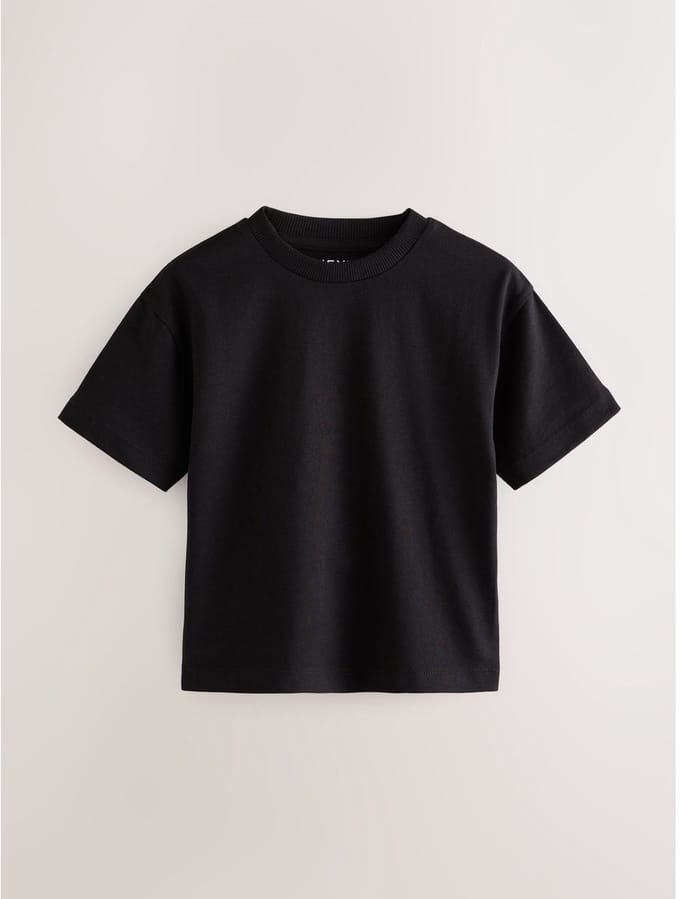 Next - Jongens - Effen T-shirt met korte mouwen - Zwart