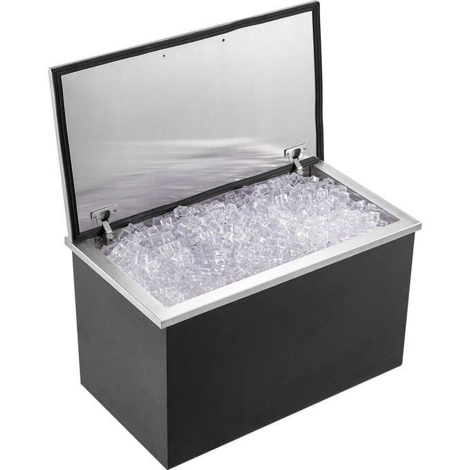 Bain à glace 24 x20 x15  Refroidisseur à glace Bac à glace Acier inoxydable avec couvercle