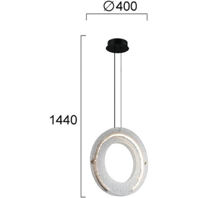 Viokef LED hanglamp Tamara, rookgrijs, Ø 40 cm, glas/metaal