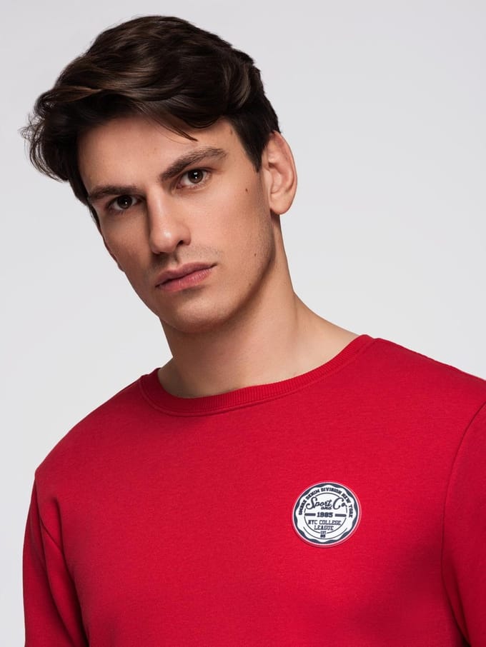 OMBRE Sweater - Regular Fit - Katoen - Lange Mouw Donkerrood S