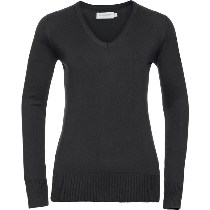 Russell Collectie Dames/Dames V-hals gebreide trui (Zwart)
