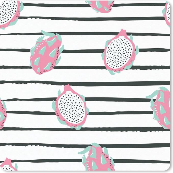 Muismat 20x20 cm - Mousepad Zomer - Fruit - Strepen - Muismatten