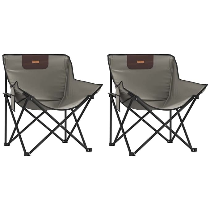 vidaXL - Campingstoelen - 2 - st - met - vakje - inklapbaar - grijs