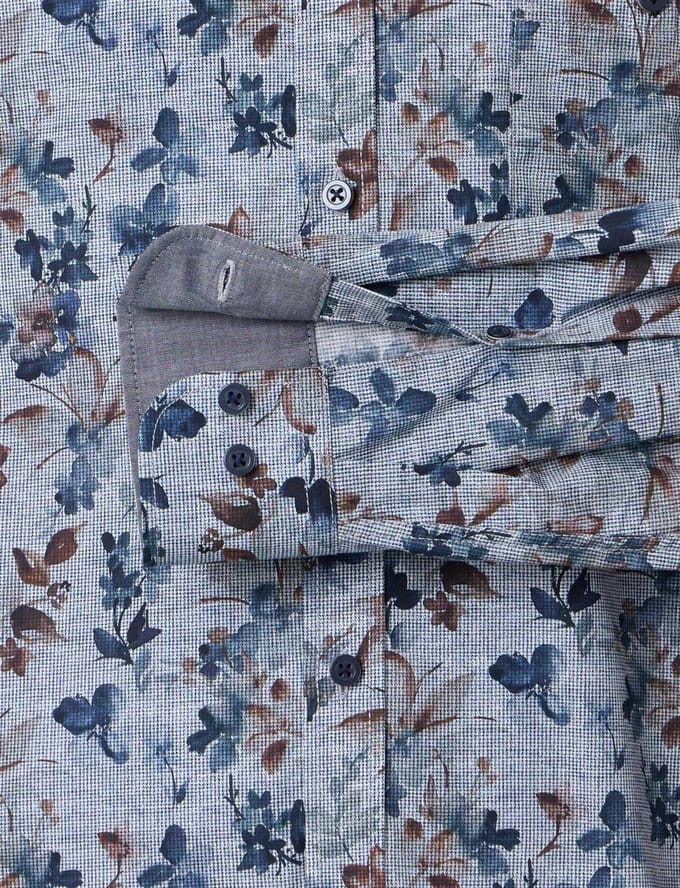 geprint blauw Casa Moda casual fit overhemd