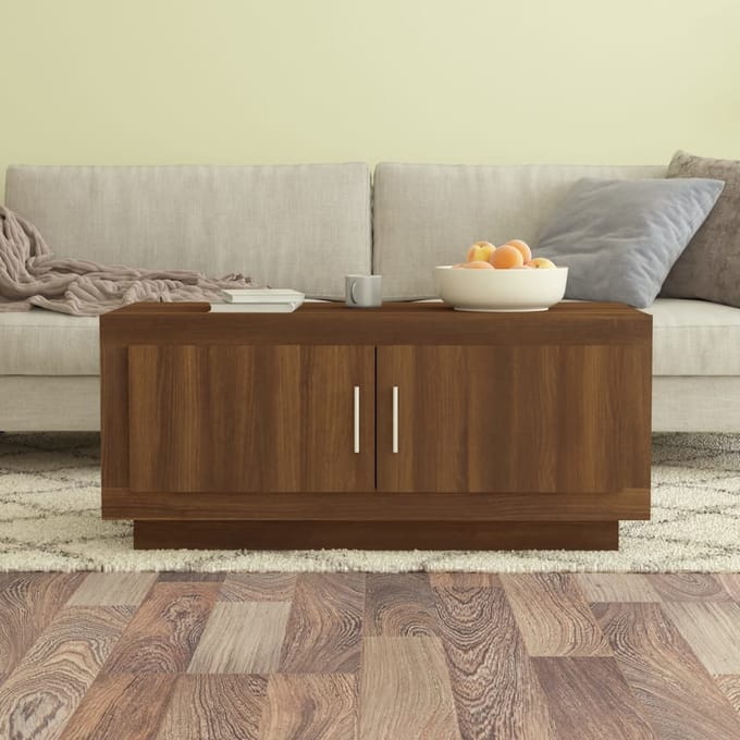 vidaXL - Salontafel - 102x50x45 - cm - bewerkt - hout - bruin - eikenkleur