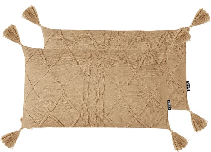 CAESIA - Sierkussen set van 2 - Beige - 30 x 50 cm - Katoen