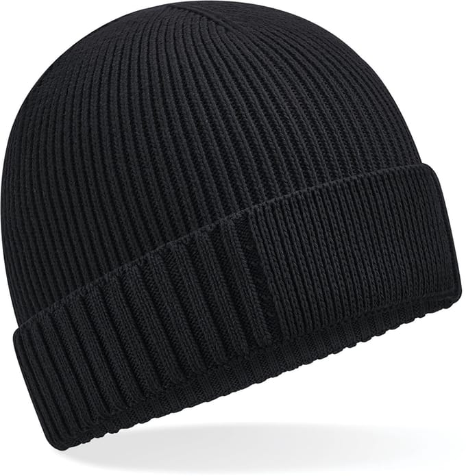 Beechfield Biologisch katoenen muts met technische patch B438N - Black - One size