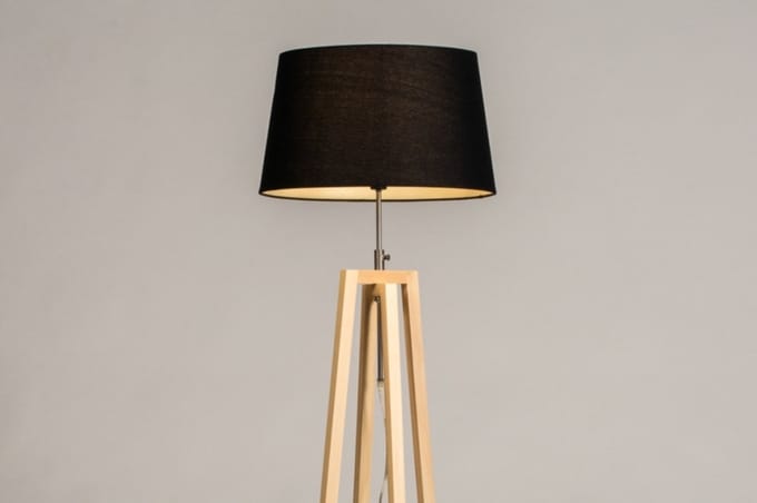 Lumidora Vloerlamp 31127 - LILLE - E27 - Zwart - Naturel - Hout - ⌀ 45 cm