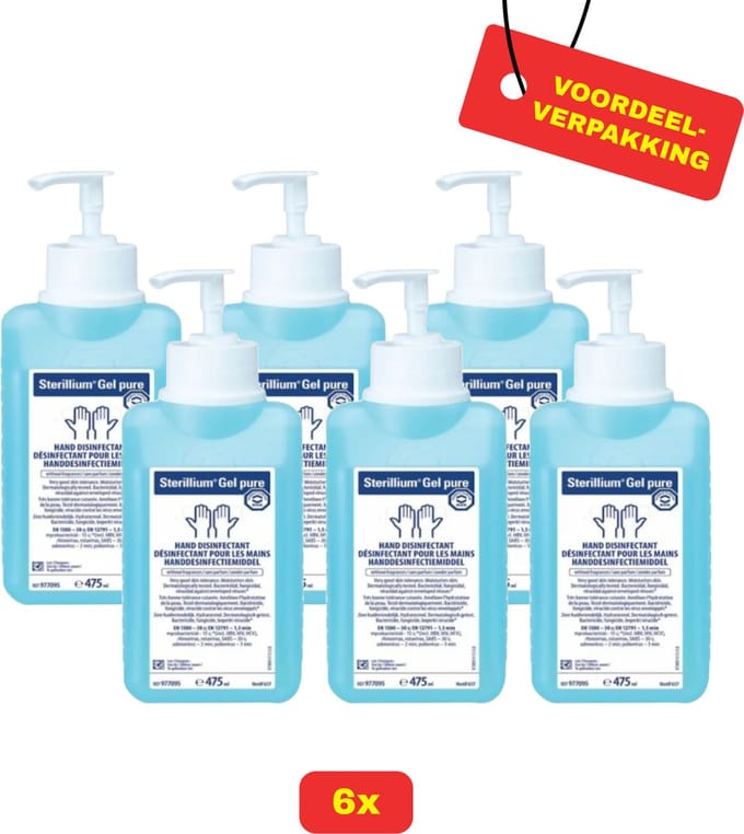 Hartmann Sterillium Pure Hand Gel met pompje - 6x 500 ml voordeelverpakking