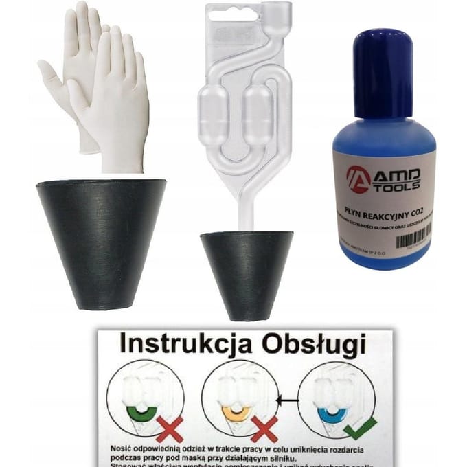 AMD TOOLS Pro Series - Koppakking Tester Set - CO2 Lektest Koelsysteem - Universele Conische Adapter 25-55mm - Inclusief Reactievloeistof (50 tests) & Handschoenen