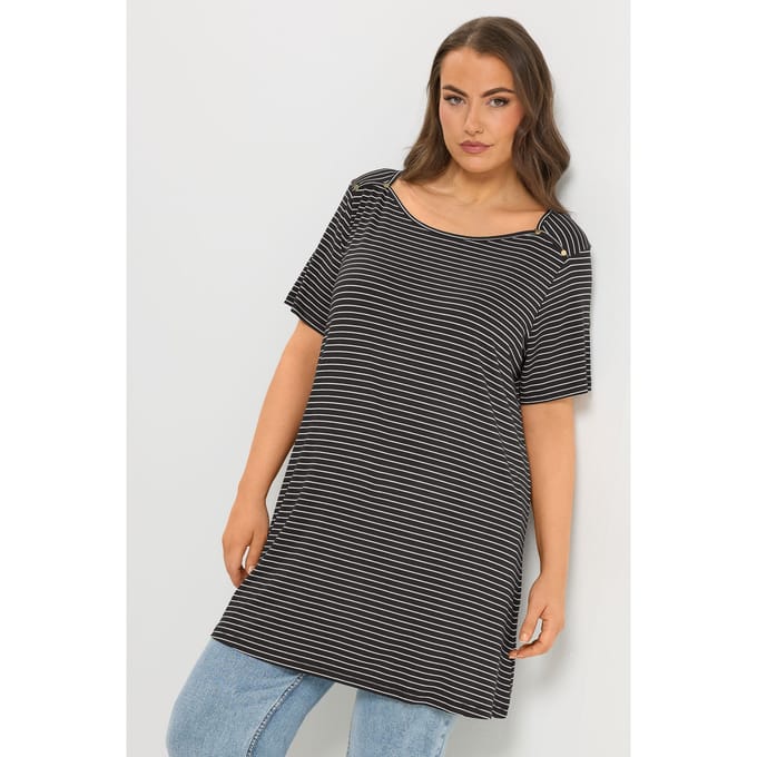 Yours Zwart Gestreept Tshirt Met Studs Size 44
