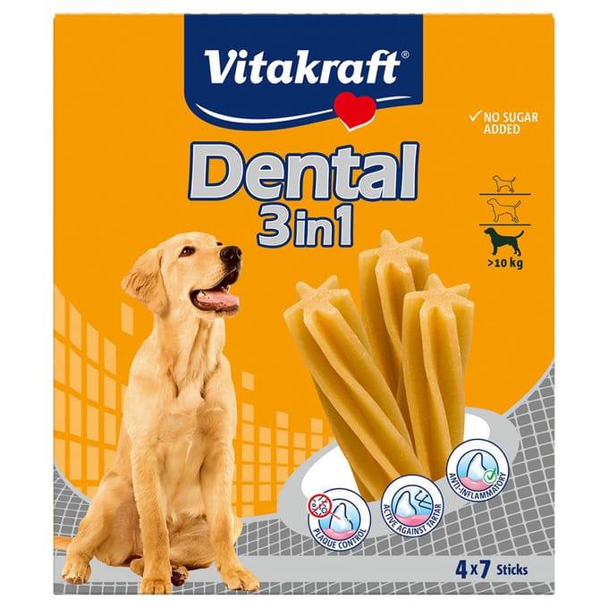 4x180g Dental 3in1 Medium Vitakraft Hondensnacks