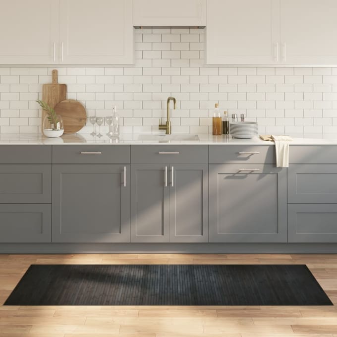 vidaXL - Vloerkleed - rechthoekig - 70x200 - cm - bamboe - grijs