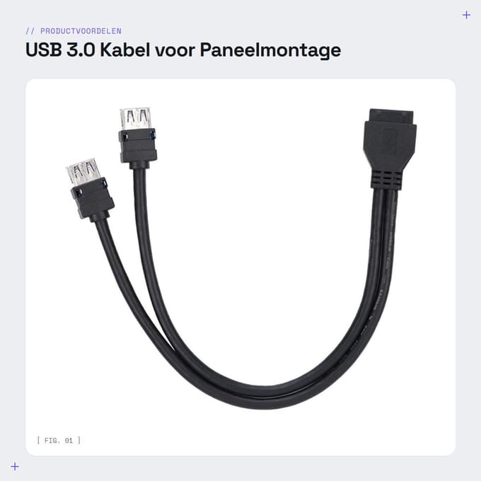 Dailygoods - USB 3.0 Kabel voor Paneelmontage, 19/20PIN