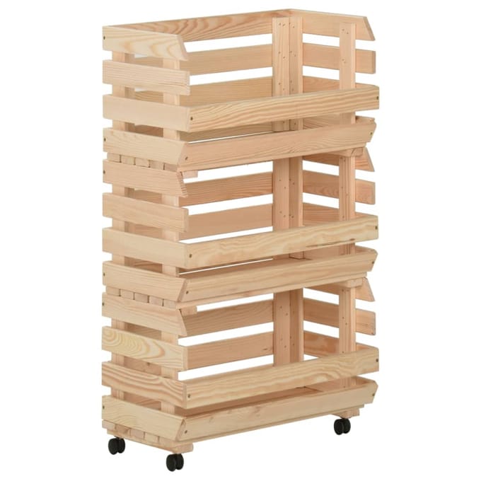 vidaXL - Groentetrolley - 37x30x80 - cm - massief - grenenhout