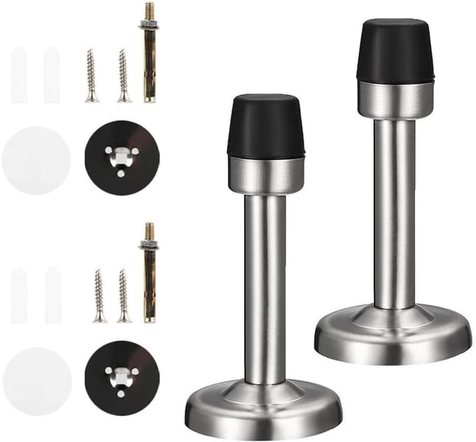 Deurstopper Set van 2 - Rvs Wandbeschermers met Rubber Buffer voor Geluidsreductie en Veiligheid