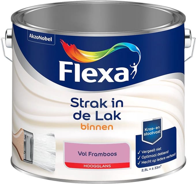 Flexa - Strak In De Lak Binnenlak Hoogglans - Vol Framboos - Mengverf - 2,5 L
