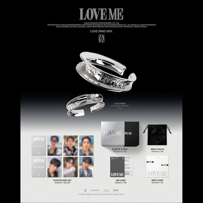 SHOWNU X HYUNGWON (MONSTA X) – EP LOVE ME (BAGUE AMOUR Rév.) 1pcs white