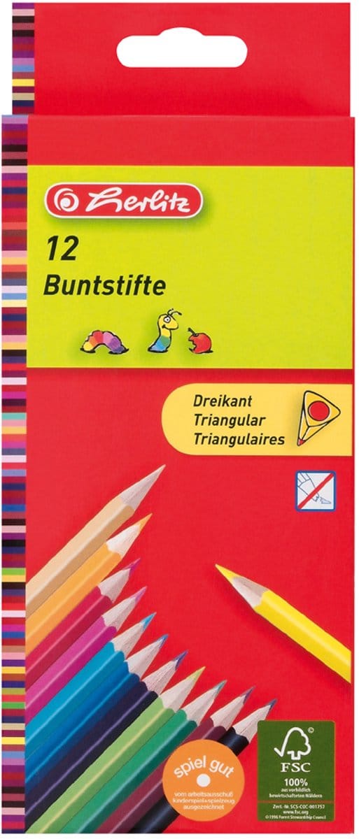 Herlitz kleurpotlood 3-kant lackiert 6er Hängescha