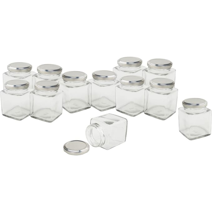 VBS Glazen met schroefdop "Vierkant", 12 stuks