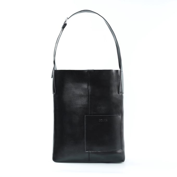 Solier FL29 Elvoria - Shopper Tas Dames - Echt Leer - Uitneembare Organizer - A4 Formaat - Zwart
