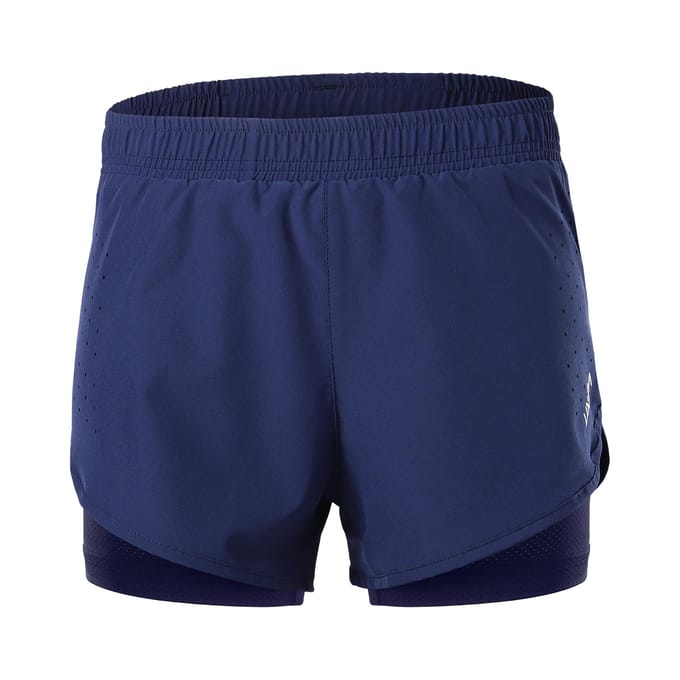 Lixada Dames 2-in-1 hardloopshort Sneldrogend Ademend Actief Trainingsoefening Joggen Fietsen S donkerblauwe kleur