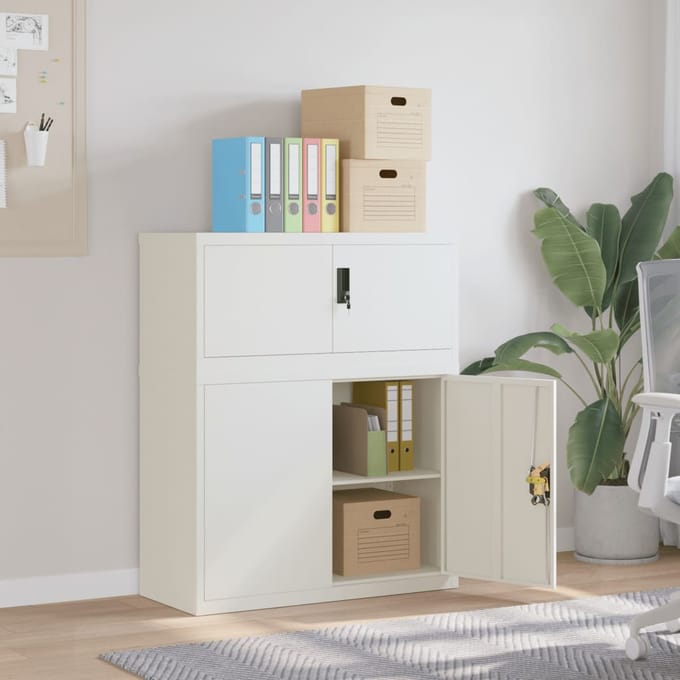 vidaXL - Archiefkast - 90x40x110 - cm - staal - wit