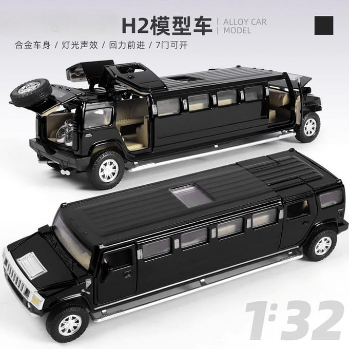 1:32 H2 Uitgebreid Legering Auto Model Pull-back Geluid En Licht Schokdemping Ouder-Kind Cadeau Creatief Educatief Speelgoed