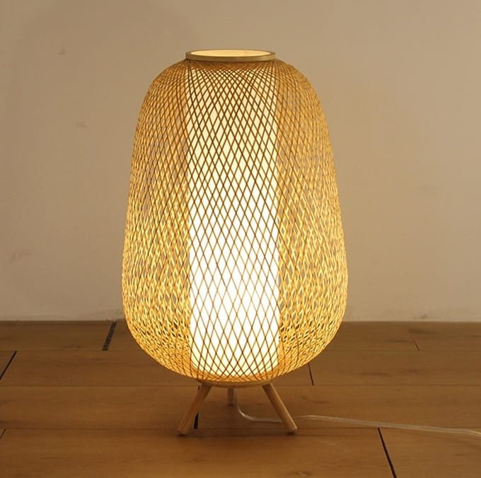 Fine Asianliving Bamboe Webbing Lamp Handgemaakt - Isha D38xH60cm
