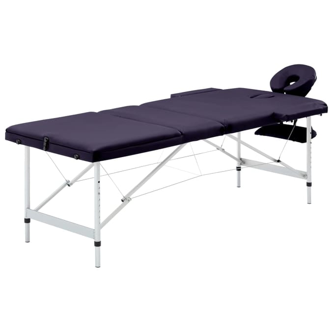 vidaXL - Massagetafel - inklapbaar - 3 - zones - aluminum - paars