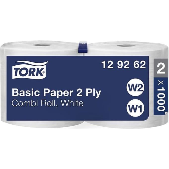 Poetspapier Tork W2 Basic Universal 2-laags 1000 vel wit 129262