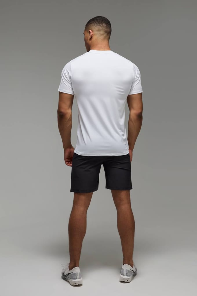 Man Active Regular Fit Performance Gym T-Shirt | White | Size XL