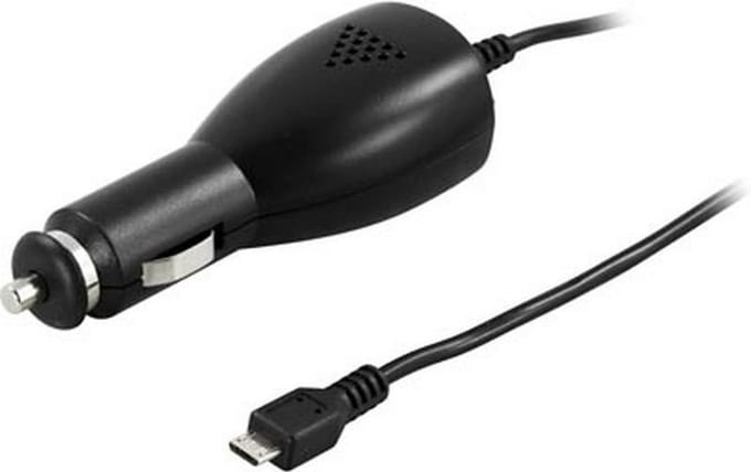 Deltaco USB-CAR80, Auto Oplader USB Micro-B Male, 1A, 1.1m, zwart