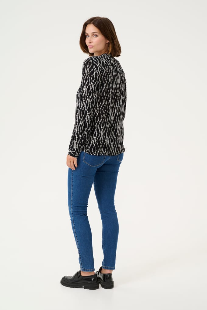 Overhemd met lang mouwen Regular fit Black/Chalk Print black white
