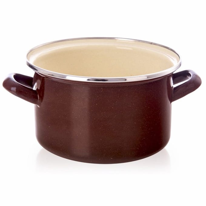 Orion Brown - Kookpan - 2 l - Emaille - Retro - Inductie & Ovenbestendig