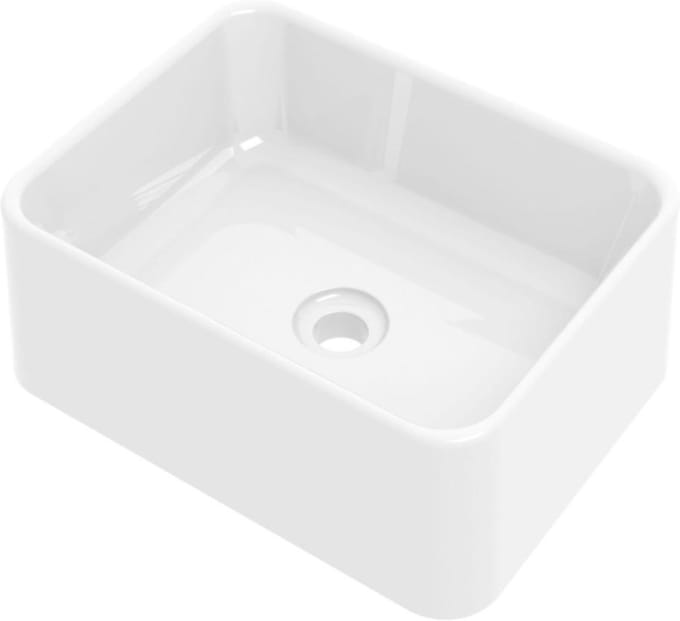 Basic Line Opbouw Waskom - 48x37x13 cm - Rechthoek - Porselein - Glans Wit