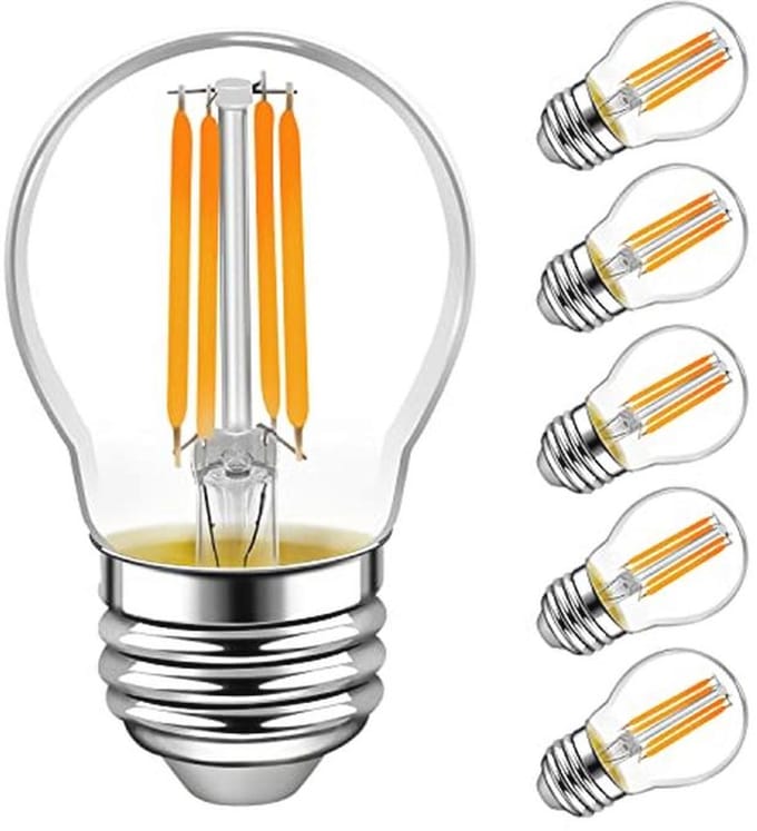 Vintage LED Filament Gloeilampen 4,5W - Warm Wit 2700K - E27 Golfbal P45/G45 - Set van 6